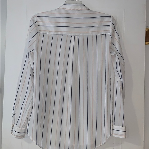 EXPRESS Button Down Top, XS, White, Stripe - Picture 5 of 5